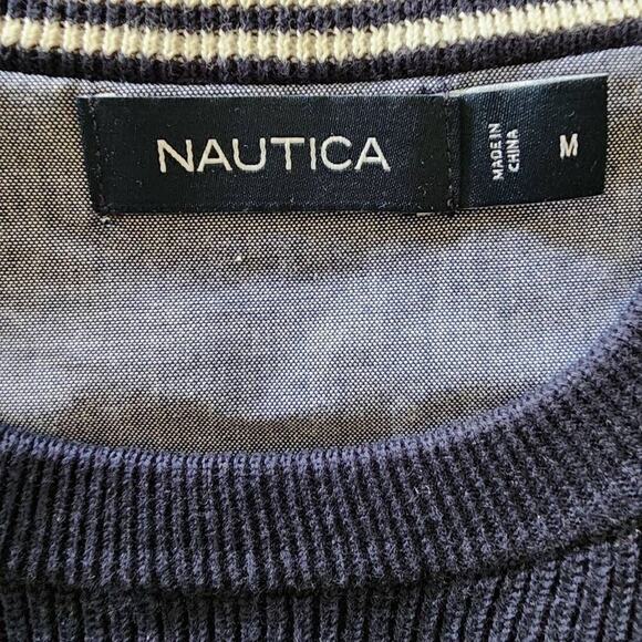 Nautica Men's Sweater, Lightweight Striped Pullover Crew Neck Sweater, Sz M - Picture 2 of 6